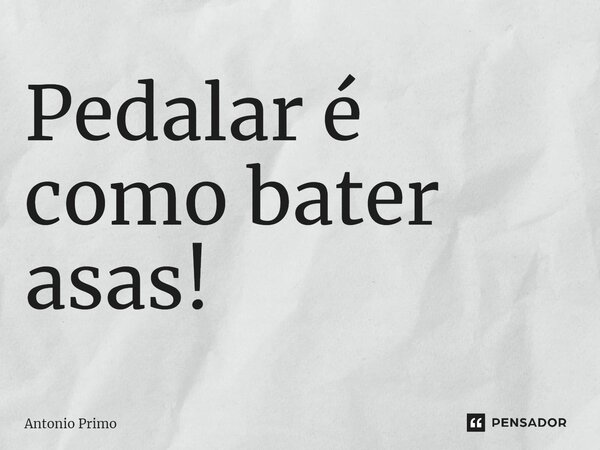 Pedalar é como bater asas!... Frase de Antonio Primo.