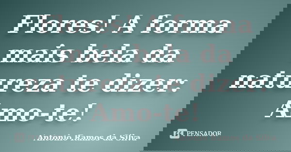 Flores! A forma mais bela da natureza te dizer: Amo-te!... Frase de Antônio Ramos da Silva.