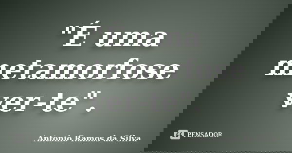 "É uma metamorfose ver-te".... Frase de Antonio Ramos da Silva.