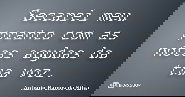 Secarei meu pranto com as notas agudas da tua voz.... Frase de Antônio Ramos da Silva.