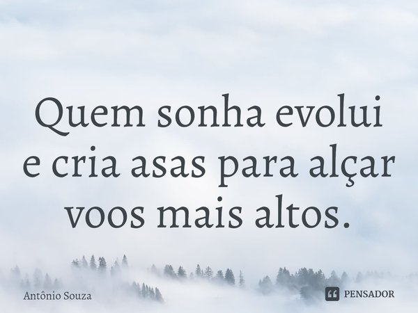 ⁠Quem sonha evolui
e cria asas para alçar
voos mais altos.... Frase de Antonio Souza.