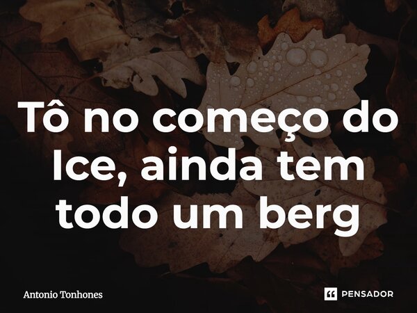 Tô no começo do Ice, ainda tem todo um berg... Frase de Antonio Tonhones.