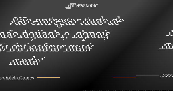 Vão entregar tudo de mão beijada e, depois, não irá sobrar mais nada!... Frase de António Vilela Gomes.