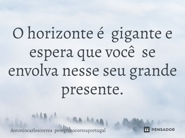⁠O horizonte é gigante e espera que você se envolva nesse seu grande presente.... Frase de Antoniocarloscorrea peregrinocorreaportugal.