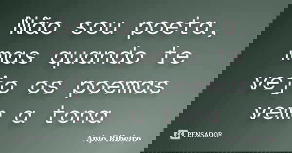Não sou poeta, mas quando te vejo os poemas vem a tona... Frase de Apio Ribeiro.