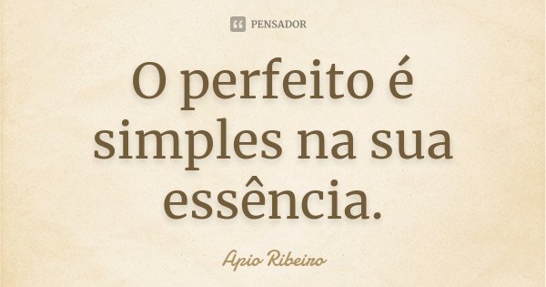 O perfeito é simples na sua essência.... Frase de Ápio Ribeiro.