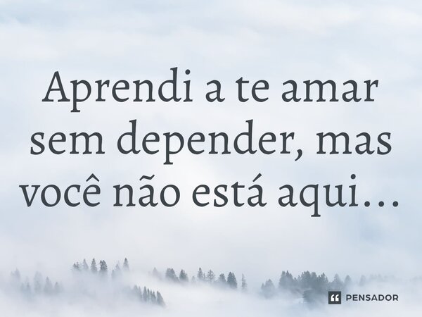 ⁠Aprendi a te amar sem depender, mas você não está aqui...