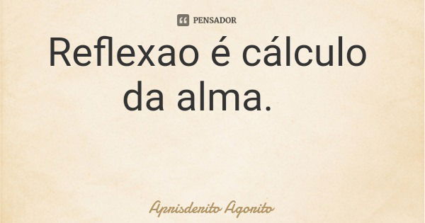 Reflexao é cálculo da alma.... Frase de Aprisderito Agorito.