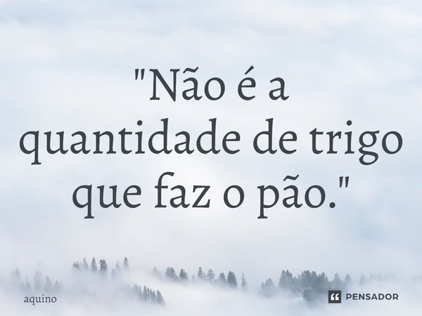 ⁠"Não é a quantidade de trigo que faz o pão."... Frase de Aquino.