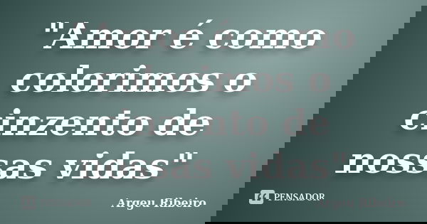 "Amor é como colorimos o cinzento de nossas vidas"... Frase de Argeu Ribeiro.