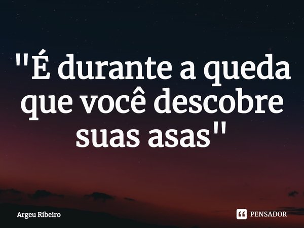 ⁠"É durante a queda que você descobre suas asas"... Frase de Argeu Ribeiro.