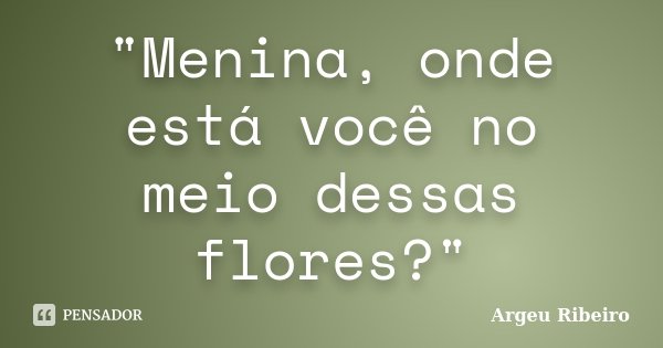 "Menina, onde está você no meio dessas flores?"... Frase de Argeu Ribeiro.