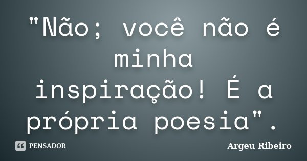 "Não; você não é minha inspiração! É a própria poesia".... Frase de Argeu Ribeiro.