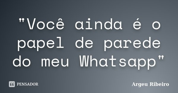 "Você ainda é o papel de parede do meu Whatsapp"... Frase de Argeu Ribeiro.