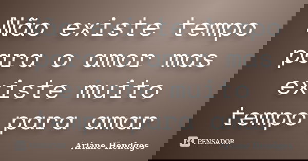 Não existe tempo para o amor mas existe muito tempo para amar... Frase de Ariane Hendges.