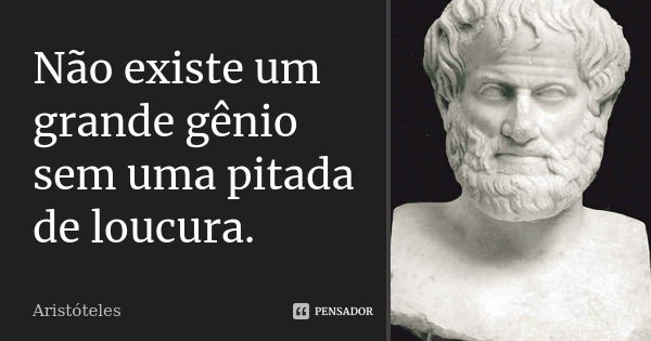 Não existe um grande gênio sem uma pitada de loucura.... Frase de Aristóteles.