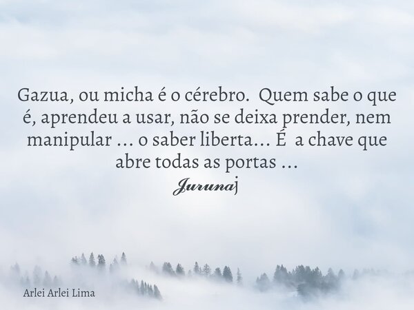 Gazua, ou micha é o cérebro. Quem sabe o que é, aprendeu a usar, não se deixa prender, nem manipular ... o saber liberta... É a chave que abre todas as portas .... Frase de Arlei Arlei Lima.