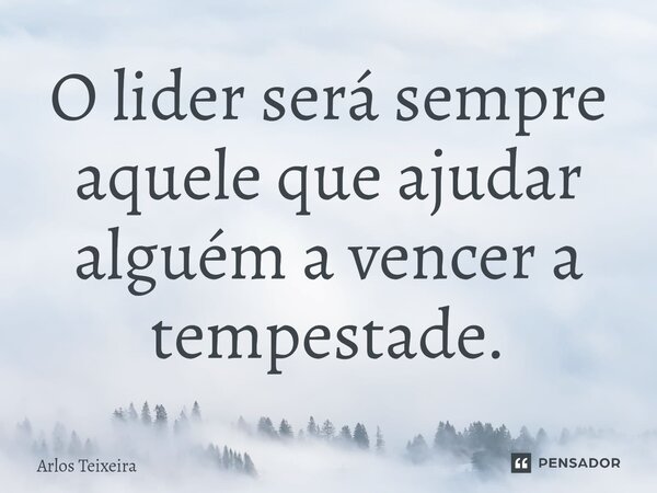 ⁠O lider será sempre aquele que ajudar alguém a vencer a tempestade.... Frase de Arlos Teixeira.