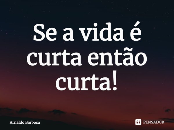 ⁠Se a vida é curta então curta!... Frase de Arnaldo Barbosa.