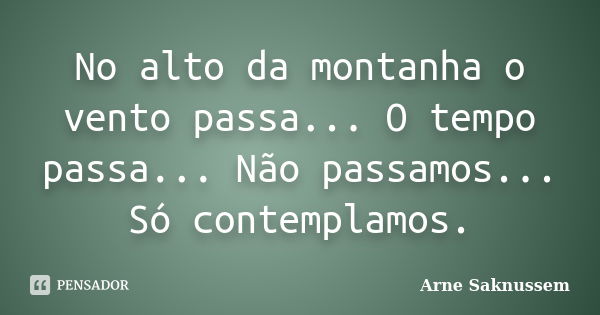 No alto da montanha o vento passa... O tempo passa... Não passamos... Só contemplamos.... Frase de Arne Saknussem.