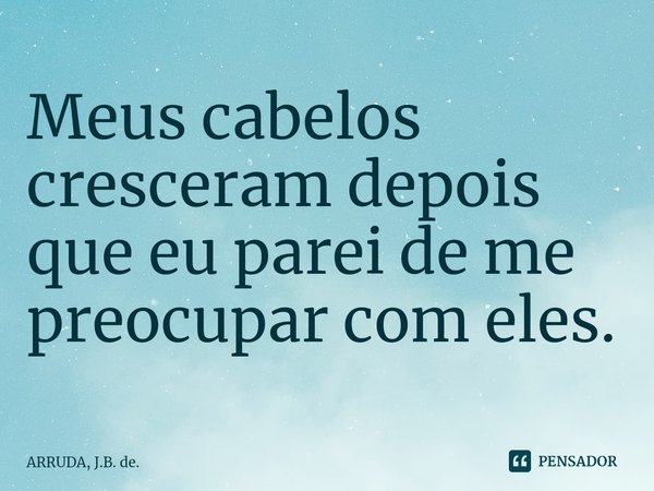 Meus cabelos cresceram depois que eu parei de me preocupar com eles.... Frase de ARRUDA, J.B. de..