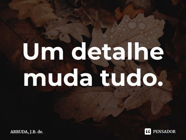 ⁠Um detalhe muda tudo.... Frase de ARRUDA, J.B. de..