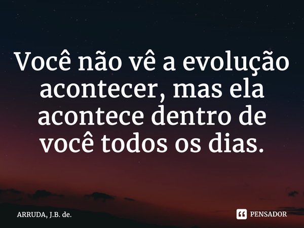 ⁠Você não vê a evolução acontecer, mas ela acontece dentro de você todos os dias.... Frase de ARRUDA, J.B. de..