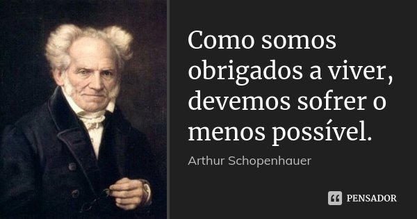 Como somos obrigados a viver, devemos sofrer o menos possível.... Frase de Arthur Schopenhauer.
