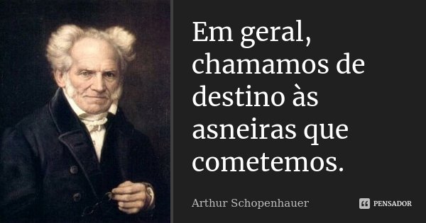 Em geral, chamamos de destino às asneiras que cometemos.... Frase de Arthur Schopenhauer.