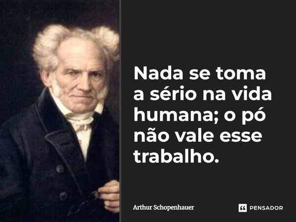 Nada se toma a sério na vida humana; o pó não vale esse trabalho.... Frase de Arthur Schopenhauer.