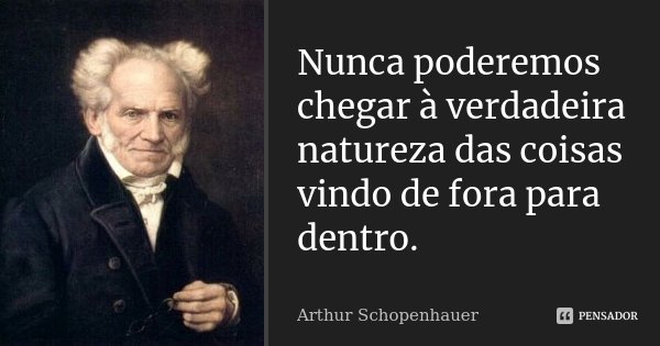 Nunca poderemos chegar à verdadeira natureza das coisas vindo de fora para dentro.... Frase de Arthur Schopenhauer.