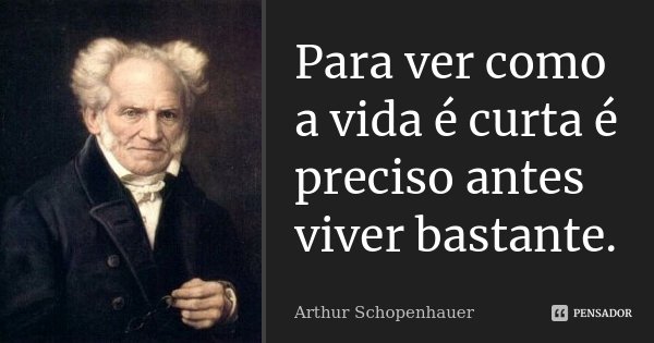 Para ver como a vida é curta é preciso antes viver bastante.... Frase de Arthur Schopenhauer.