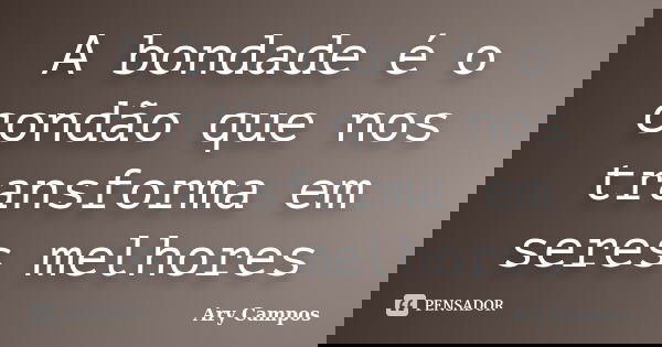A bondade é o condão que nos transforma em seres melhores... Frase de Ary Campos.