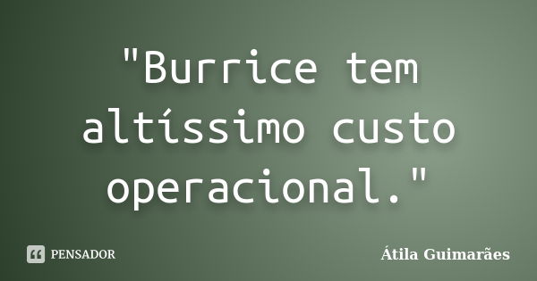 "Burrice tem altíssimo custo operacional."... Frase de Átila Guimarães.