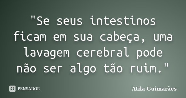 "Se seus intestinos ficam em sua cabeça, uma lavagem cerebral pode não ser algo tão ruim."... Frase de Átila Guimarães.