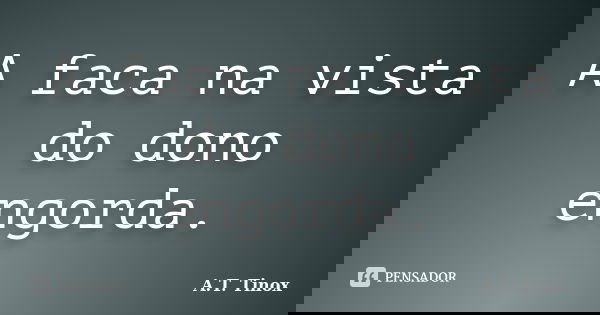 A faca na vista do dono engorda.... Frase de A.T.Tinox.