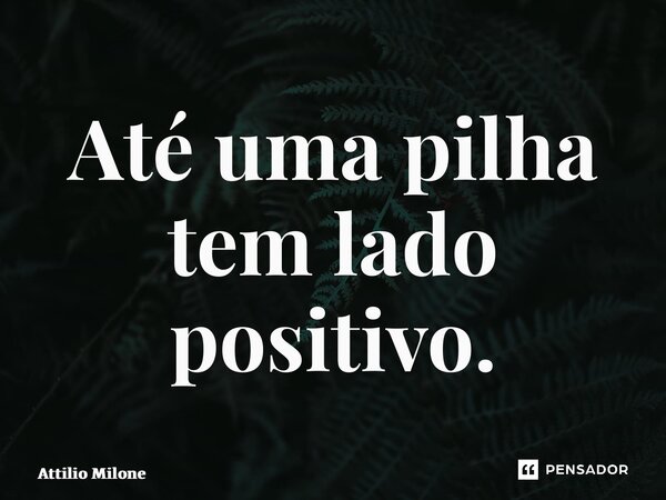 ⁠Até uma pilha tem lado positivo.... Frase de Attilio Milone.