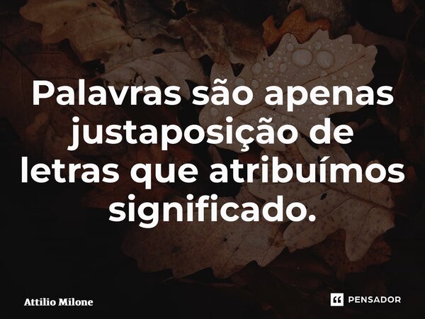 ⁠Palavras são apenas justaposição de letras que atribuímos significado.... Frase de Attilio Milone.