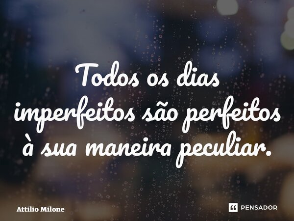 ⁠Todos os dias imperfeitos são perfeitos à sua maneira peculiar.... Frase de Attilio Milone.