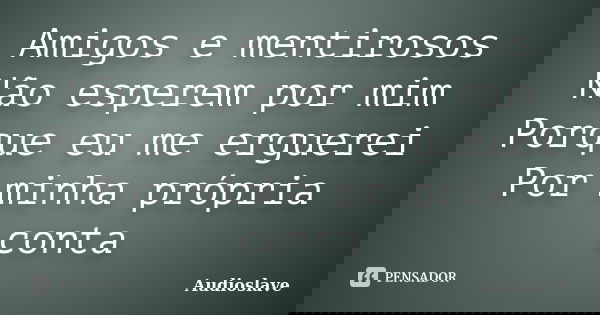 Amigos e mentirosos Não esperem por mim Porque eu me erguerei Por minha própria conta... Frase de Audioslave.