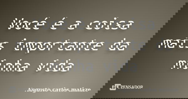 Vocé é a coisa mais importante da minha vida... Frase de Augusto carlos malaze.