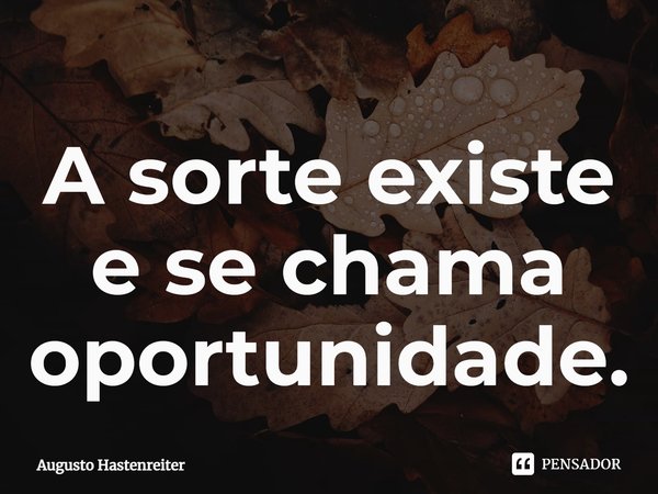 ⁠A sorte existe e se chama oportunidade.... Frase de AUGUSTO HASTENREITER.