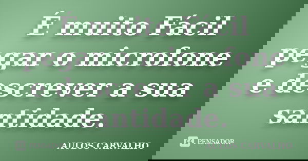 É muito Fácil pegar o microfone e descrever a sua santidade.... Frase de aulos carvalho.