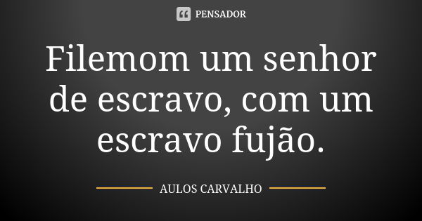 Filemom um senhor de escravo, com um escravo fujão.... Frase de aulos carvalho.