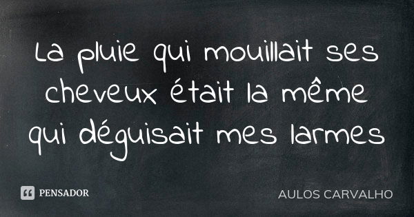 La pluie qui mouillait ses cheveux était la même qui déguisait mes larmes... Frase de aulos carvalho.