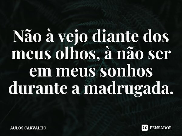 ⁠Não à vejo diante dos meus olhos, à não ser em meus sonhos durante a madrugada.... Frase de AULOS CARVALHO.