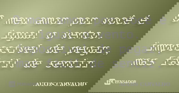 O meu amor por você é igual o vento. impossível de pegar, mas fácil de sentir.... Frase de Aulos Carvalho.