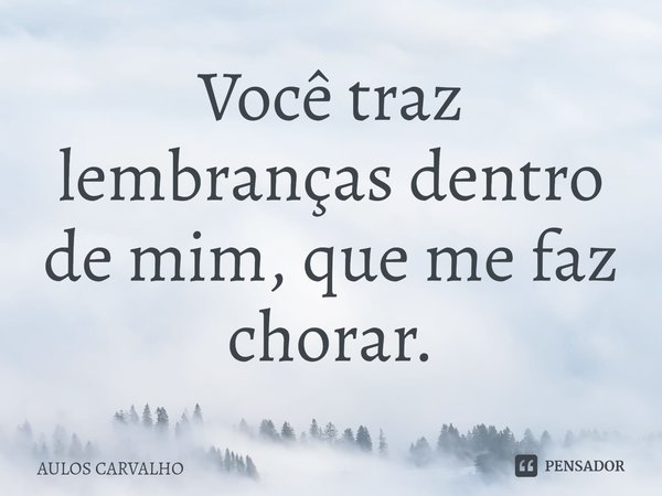 ⁠Você traz lembranças dentro de mim, que me faz chorar.... Frase de AULOS CARVALHO.