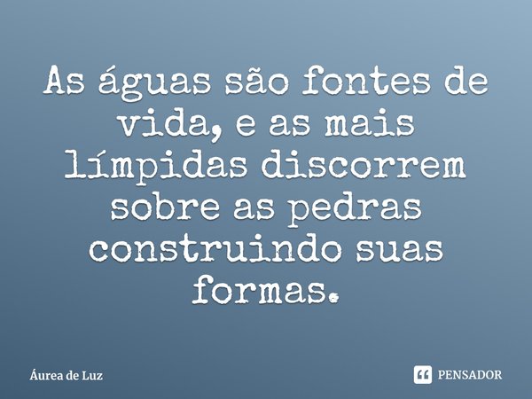 As águas são fontes de vida, e as mais límpidas discorrem sobre as pedras construindo suas formas.... Frase de Áurea de Luz.