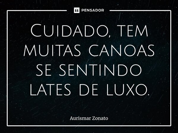 ⁠Cuidado, tem muitas canoas se sentindo lates de luxo.... Frase de Aurismar Zonato.